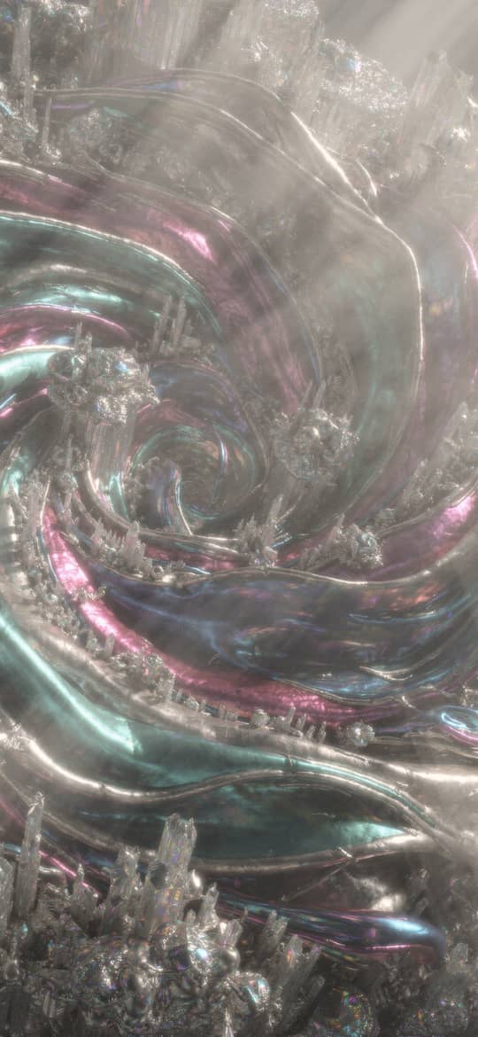 Iridescent Metallic Vortex in Crystal Spires