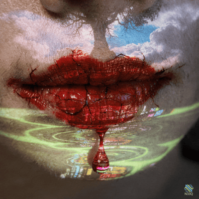 Cracked Red Lips with Growing Tree
