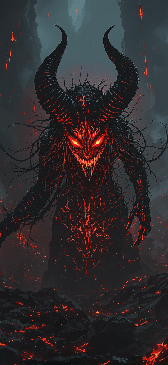 Massive Horned Demon in Volcanic Abyss