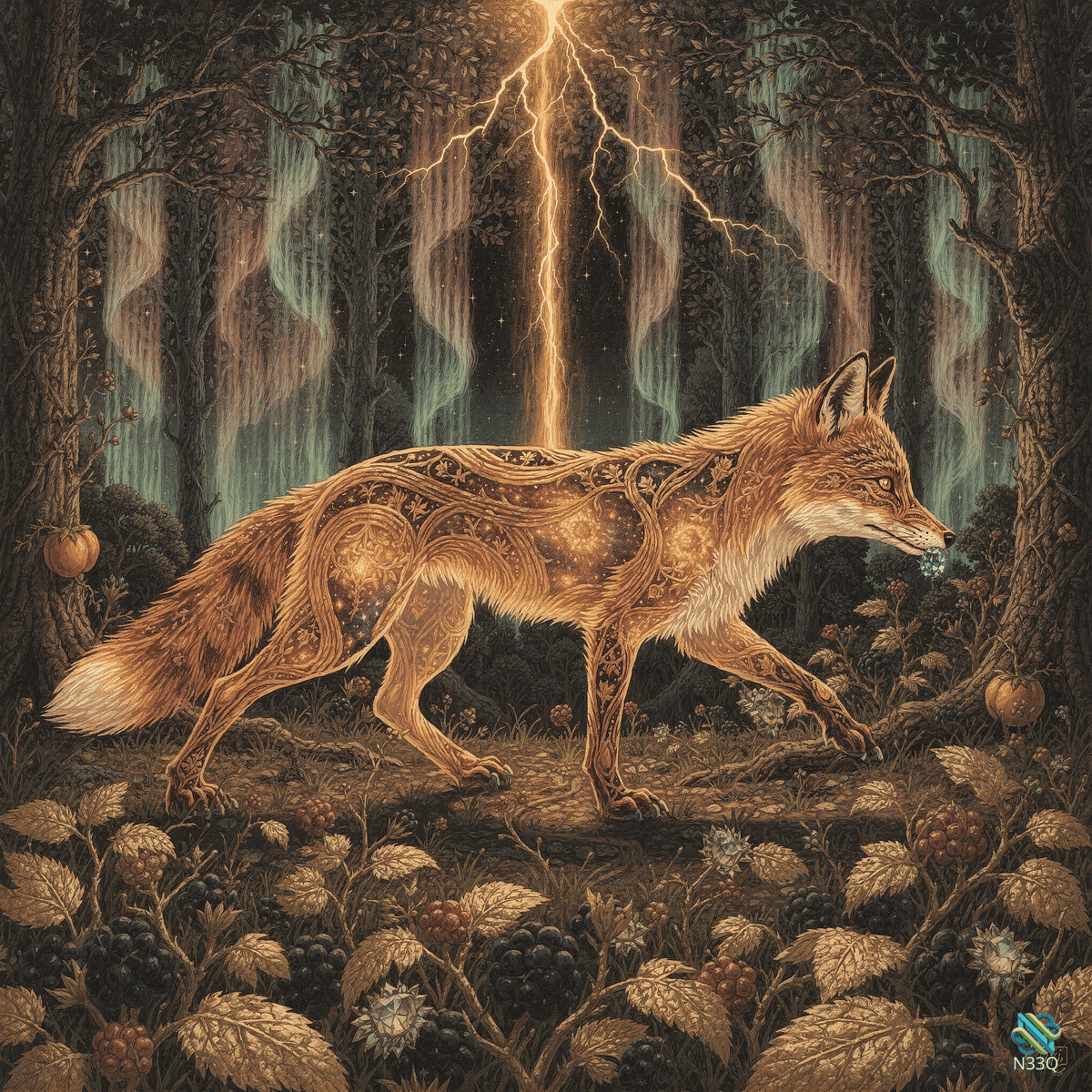 Cosmic Fox in Lightning Forest