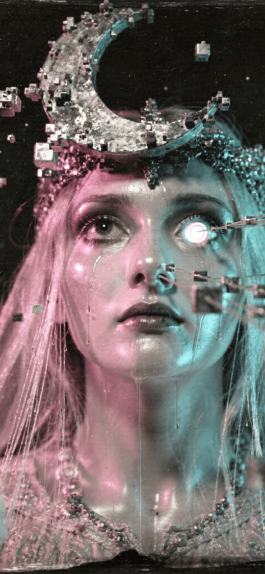 Woman with Pixel Moon Crown