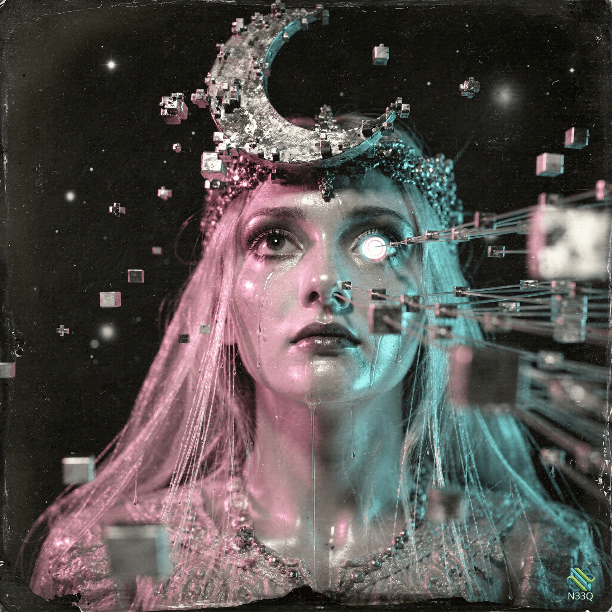 Woman with Pixel Moon Crown