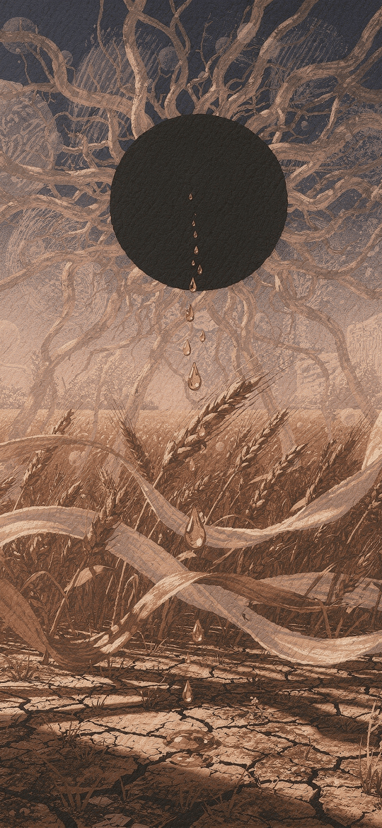 Black Sun Dripping over a Parched Wheat Field