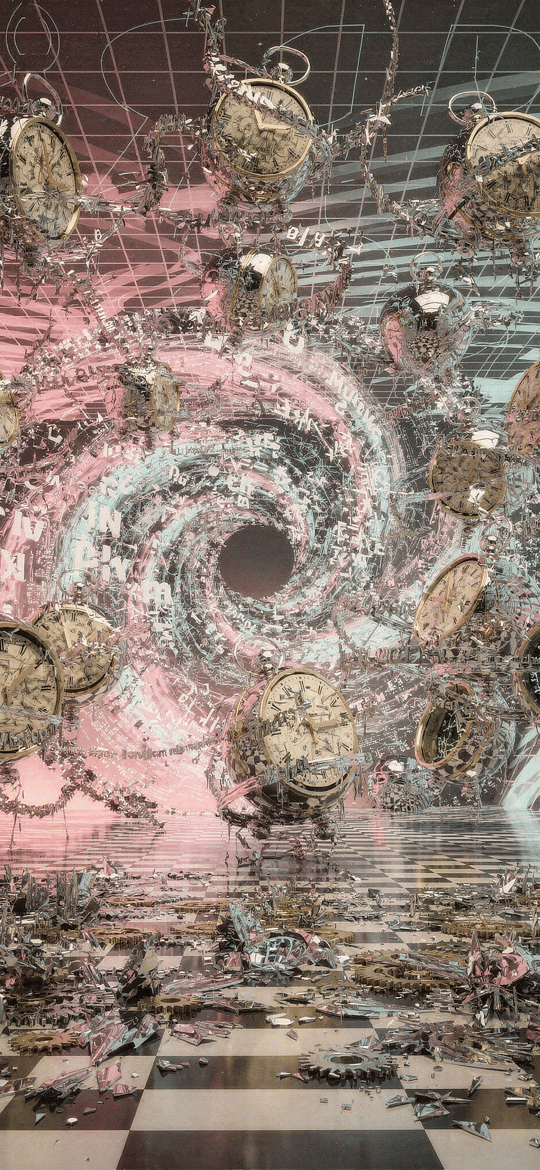 Broken Pocket Watches Swirling Into Vortex