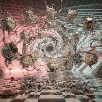 Broken Pocket Watches Swirling Into Vortex