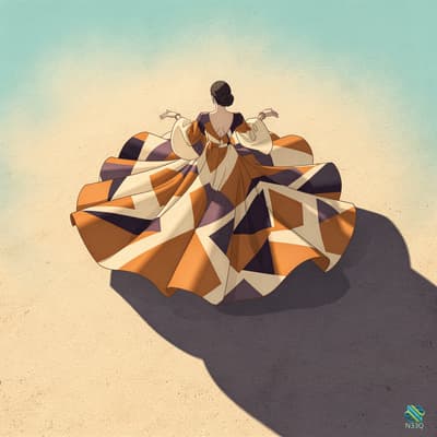 Woman in Geometric Dress on Beach