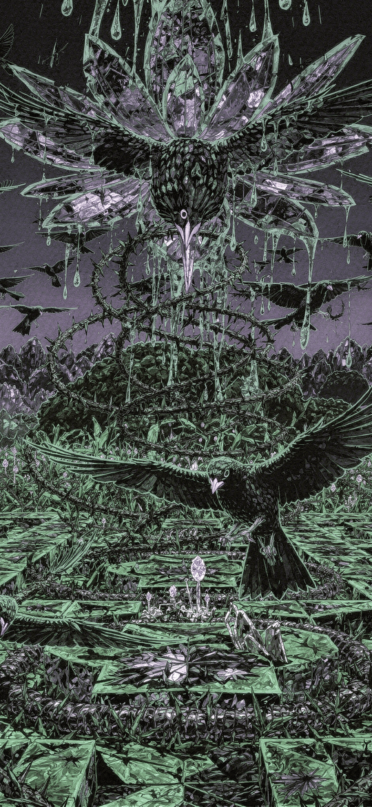 Birds and Lotuses Over Crystal Field